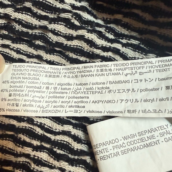 Zara Black and White Patterned Polo Short Sleeve Sweater Size Large - Picture 8 of 12